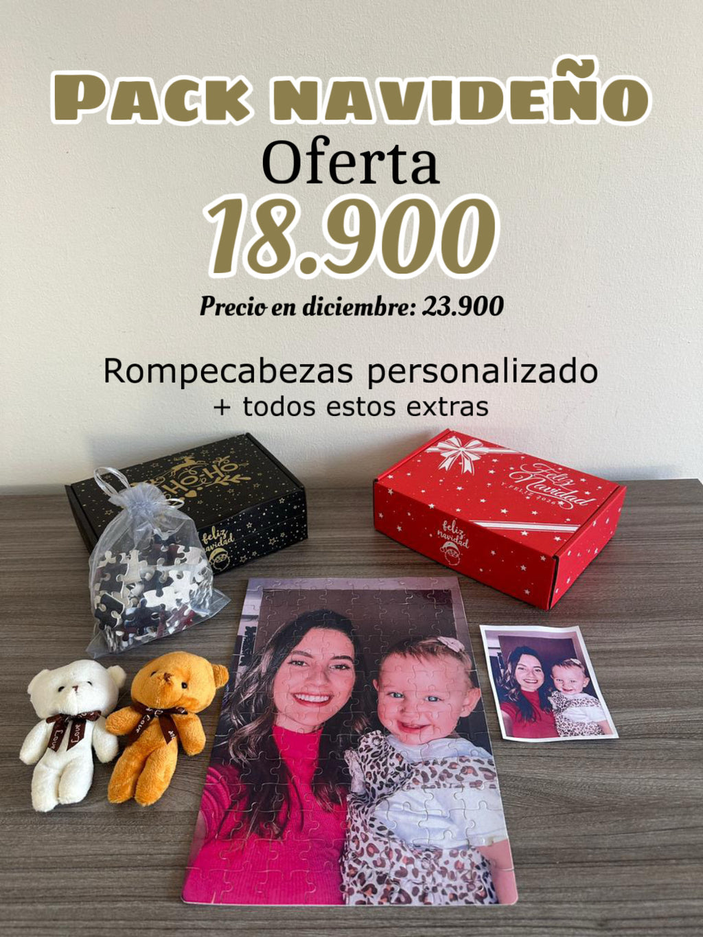 Pack navideño 🌲 🎅🏾🧩 Rompecabezas personalizado